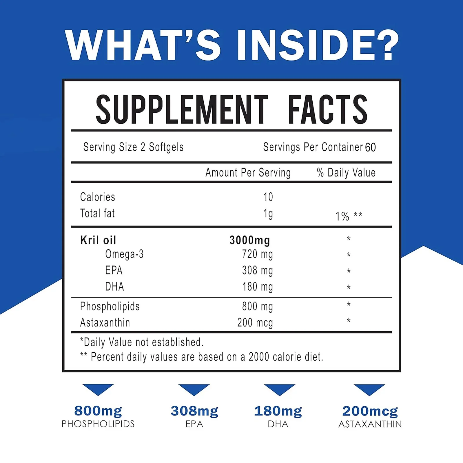 Antarctic Krill Oil 3000mg - w - Krill Oil Supplement 评论和价格