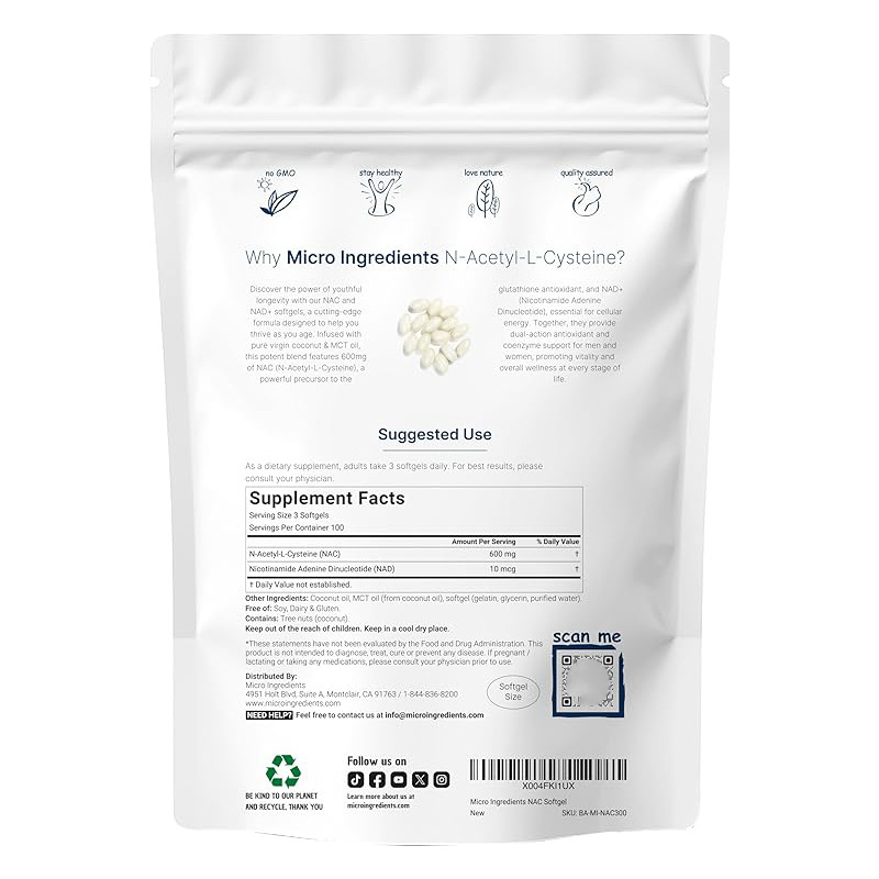 NAC 600mg Softgels with NAD+ C - Mct Oil Coconut 评论和价格