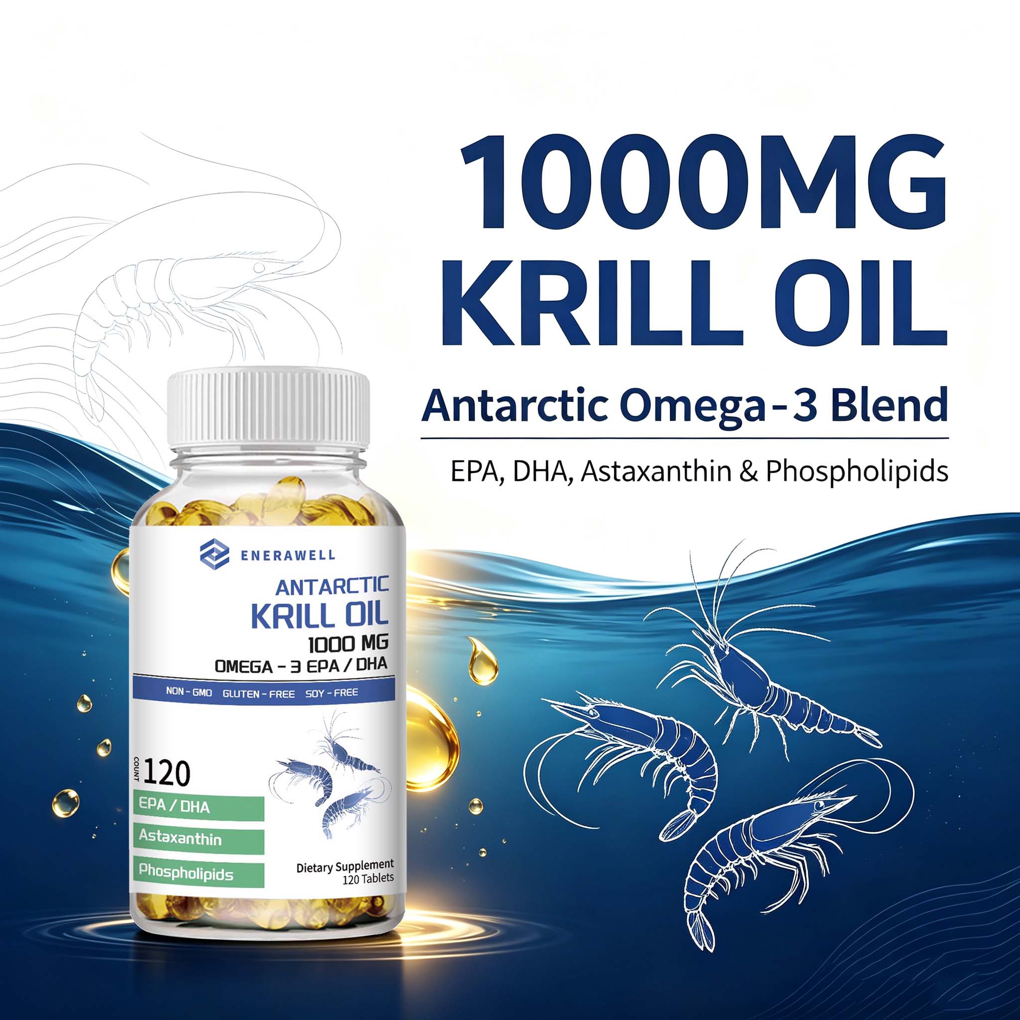 Antarctic Krill Oil 1000 mg Ca - Krill Oil Supplement 评论和价格