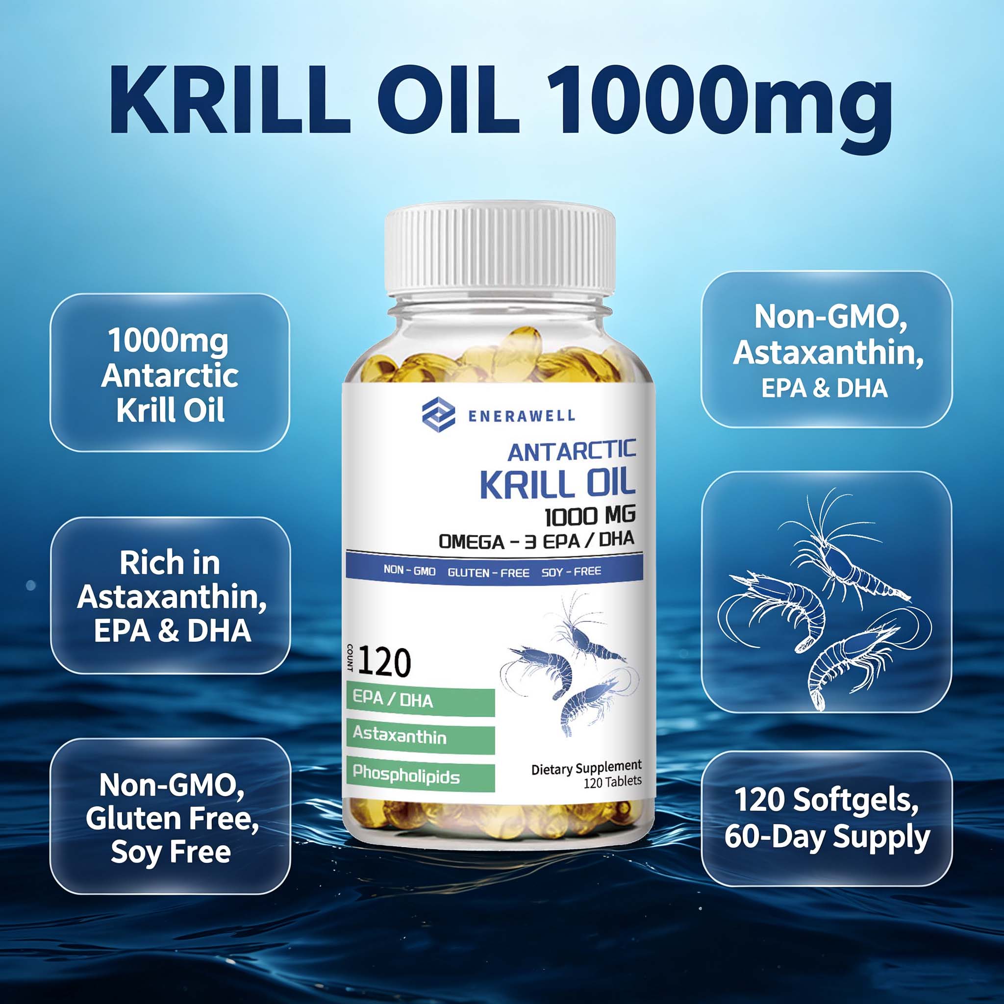 Antarctic Krill Oil 1000 mg Ca - Krill Oil Supplement 评论和价格